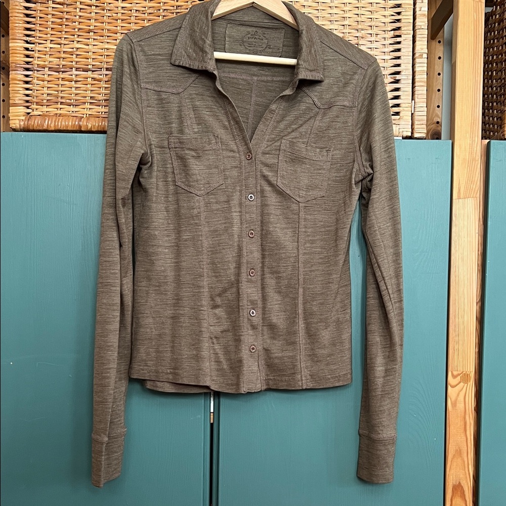 Prana Brown Button Down Shirt